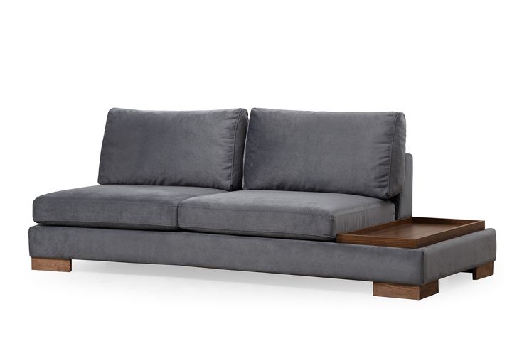 Tulip Modulaire Hoek, Rechts Drievoudige Module met Tafel, Grijs