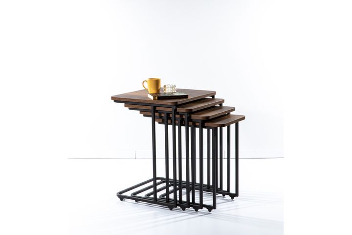Mono C Bijzettafel, 4 Dlg, Barok Walnoot