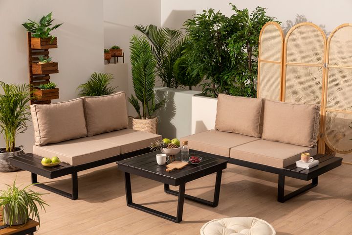 Lyra Gartenlounge-Set mit 2-Sitzer Sofa, Creme