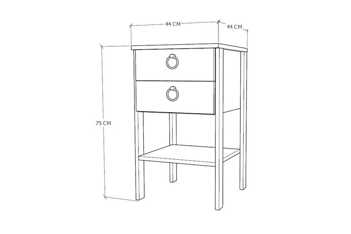 Roze Nachtkastje met 2 Lades, Wit