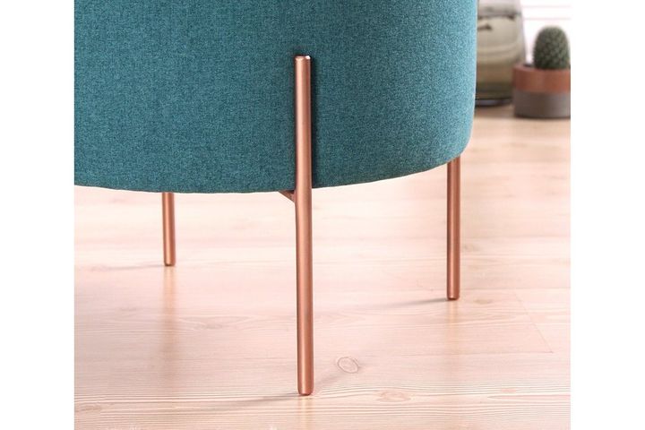 Copper Ronde Poef, Groenblauw