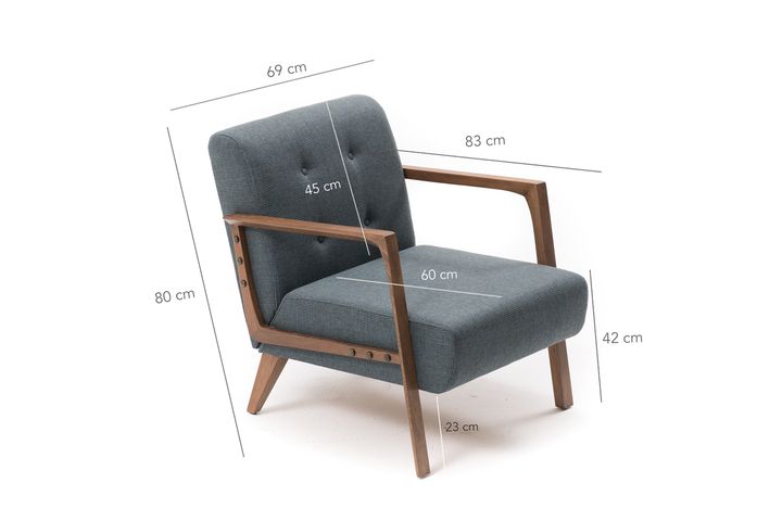 Cinque Terre Fauteuil, met print, Blauw