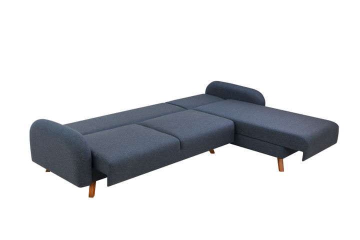Hera Hoekbank met slaapfunctie met dubbel opslagruimte, Donkerblauw
