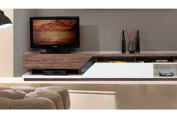 Image TV Unit, 210 cm, Walnut & White