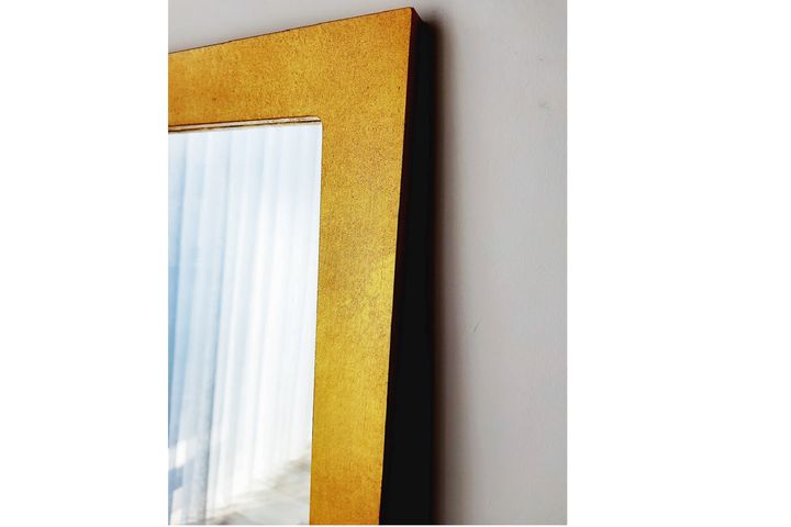 Wood Rechthoekige Staande Spiegel, 130x60 cm, Goud