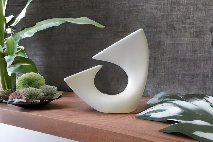 Wave Deko-Objekt aus Keramik, Weiß