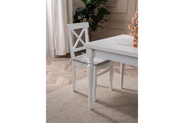 White Eettafelset met Bank, 110x70 cm