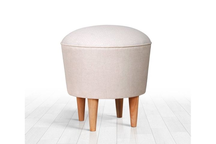 Sandy Poef met Houten Poten, Creme