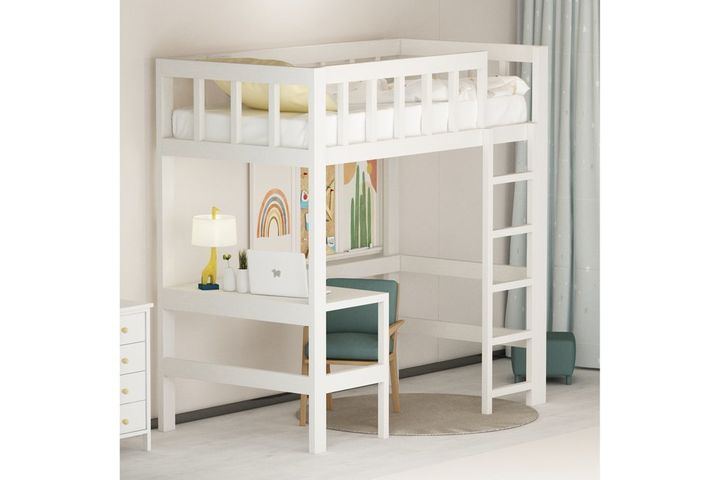 My World Children's Bunk Bed With Desk, White