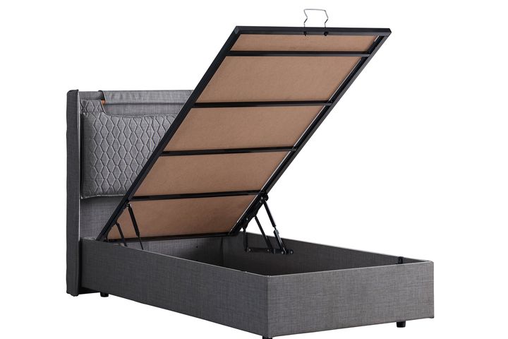 Zagreb Box En Hoofdbord, Grijs, 90X190