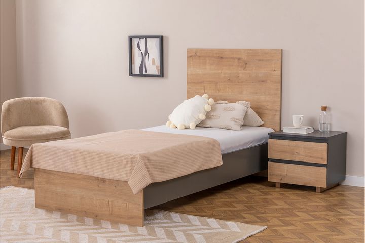 Panna Single Bed, 90 x 190 cm, Walnut