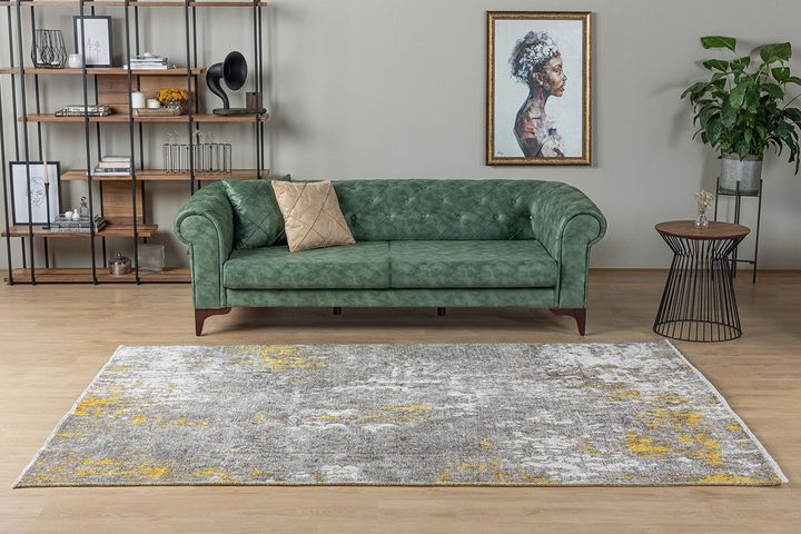 Moretti Dubbelzijdig Tapijt, 77x300 cm, Geel