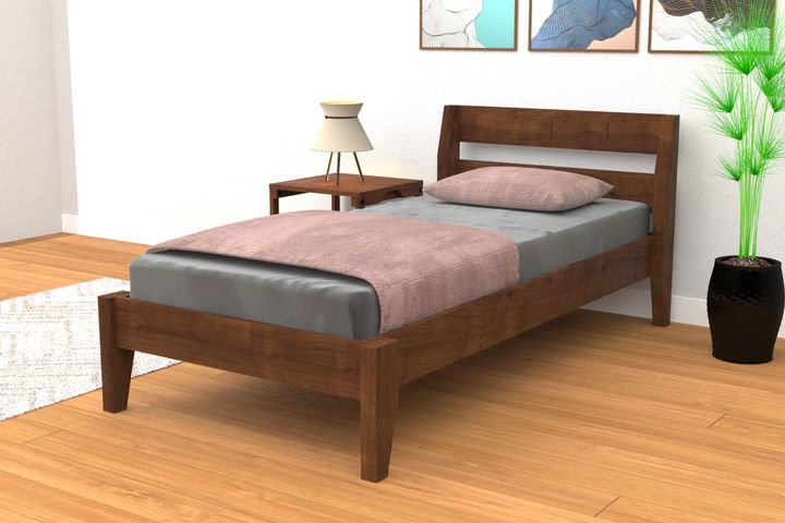 Axel Single Bed, 90 x 190 cm, Walnut