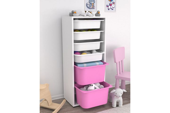 Tara Children's Toy Storage, Pink & White