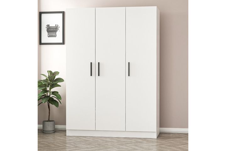 Medway Tideway 3 Door Wardrobe, White | Vivense London