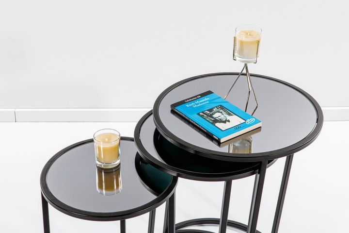 Ci̇rcles Bijzettafel-Set, Zwart, Gerookte Spiegel