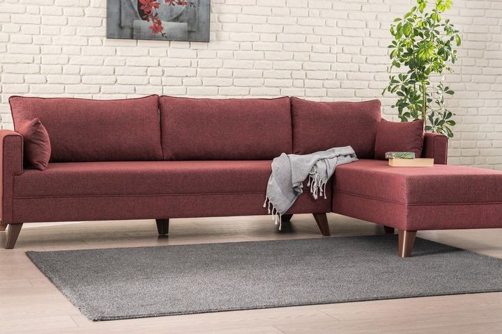 Bella Soft Mini Hoekbank Links, Wijnrood