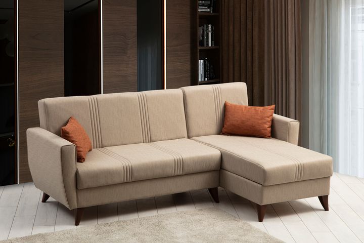 Zaden Hoekbank met Slaapfunctie, Beige