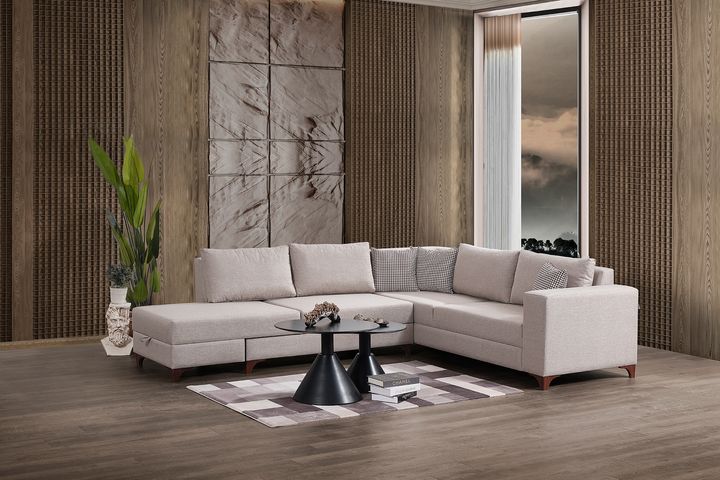 Masse Hoekbank Links, Creme