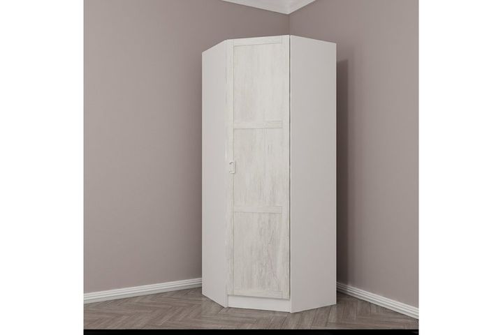 Medway Hoekkledingkast, Wit en Grijs
