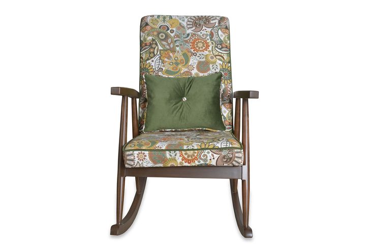 Asedia Trend Retro Schommelstoel, Groen & Walnoot