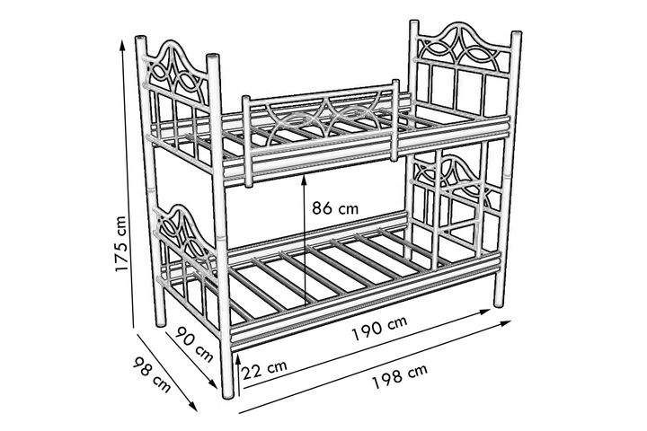 Hadley Stapelbed, 90x190cm, Wit