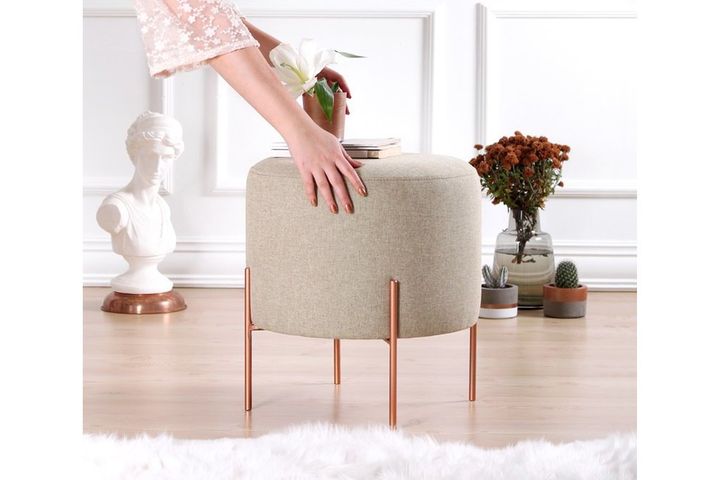 Copper Ronde Poef, Bruin