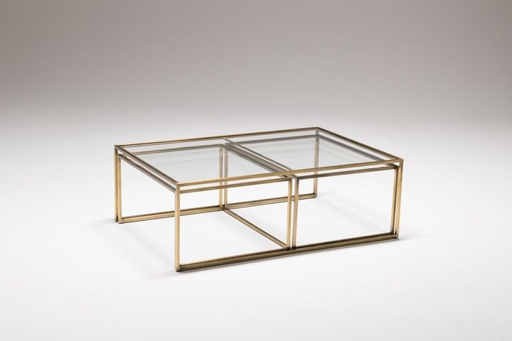 Sky Transparent Glass Coffee Table, Gold