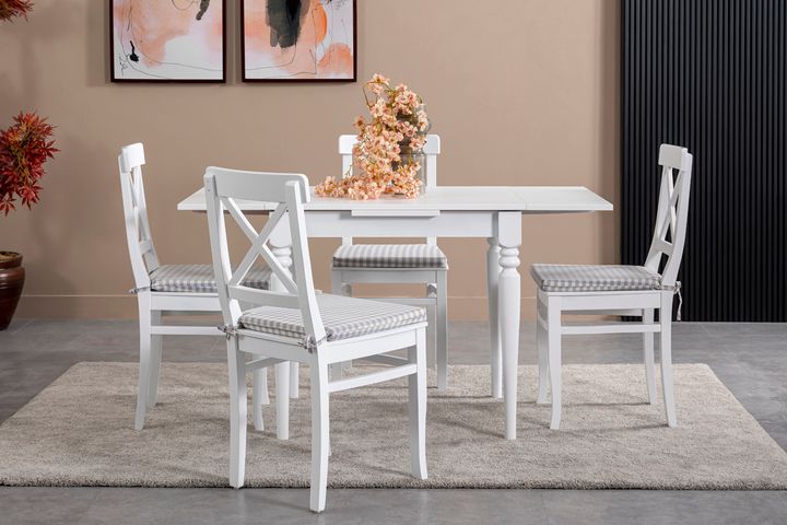 White Eettafelset, 70x80 cm, Grijs