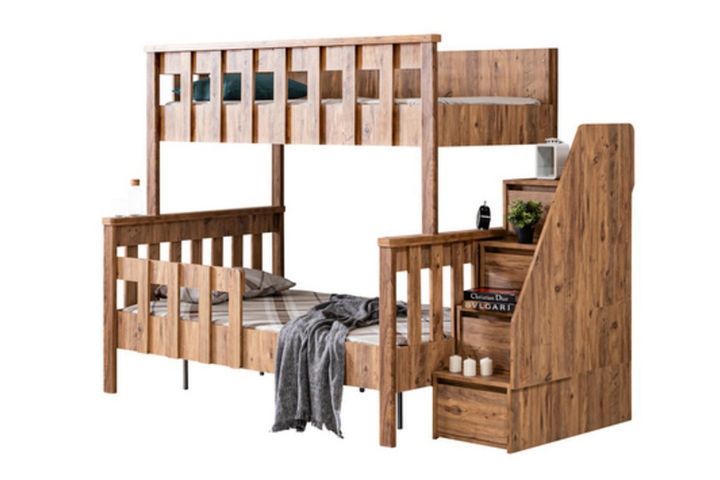 Deluxe Stapelbed, 90x200 cm, Walnoot