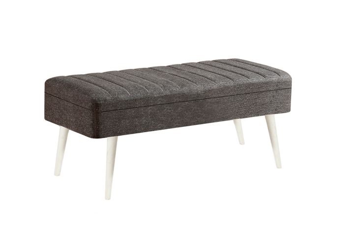 Vina Stoffen Bank Met Opbergruimte , Wit Antraciet 1053