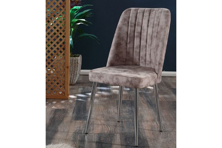 Vento Stuhl aus Metall, Creme & Chrom  