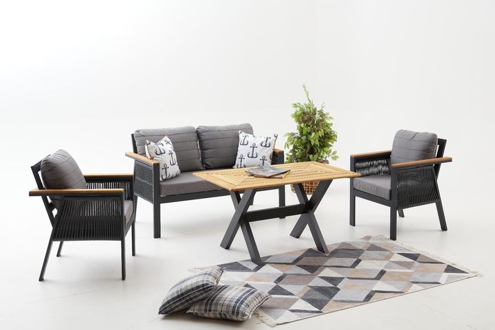 Capella Dubbele Tuinloungeset, Antraciet