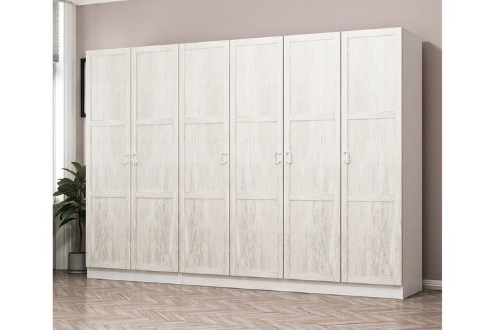Medway Country Kledingkast met 6 Deuren en 2 Lades, Wit