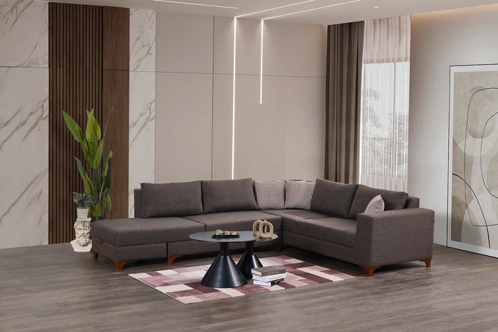 Masse Hoekbank Links, Bruin