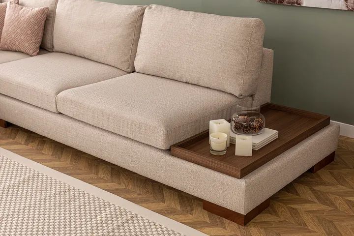 Tulip Hoekbank Rechts, Creme (Zonder pouf)