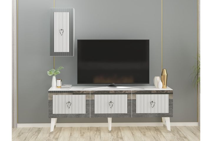 Bare Tv-Meubel, Wit Zilver