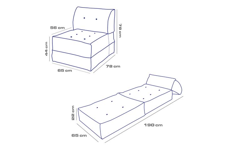 Mocca Opklapbare Fauteuil, Petrol