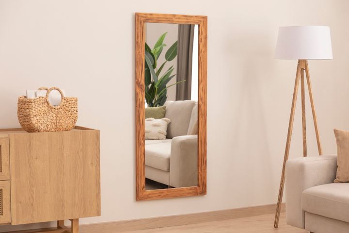 Wood Rechthoekige Houten Staande Spiegel, 140x60 cm, Bruin