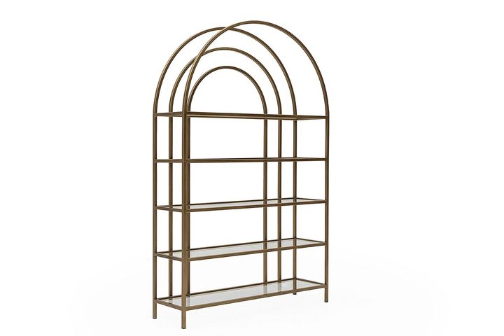 Lola Curve Bookcase, 120 cm, Brass