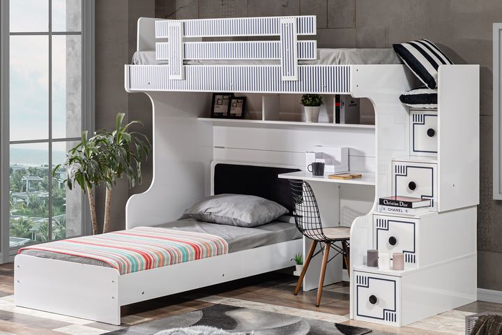 Line Stapelbed met Bureau, 90x190 cm