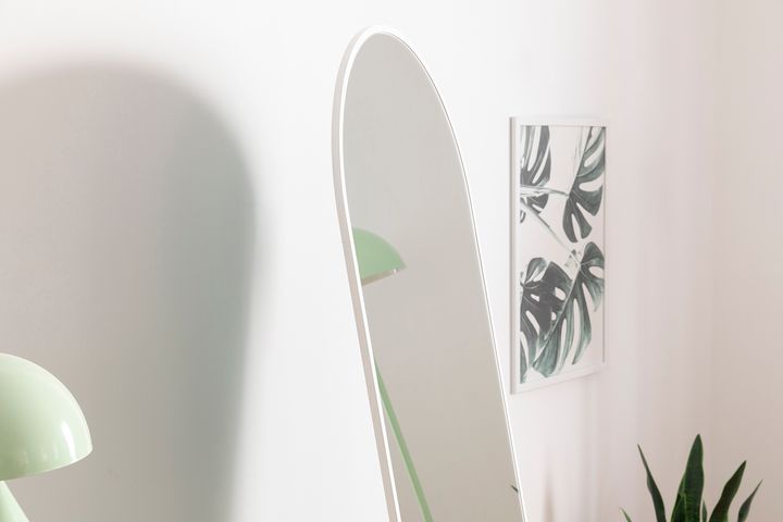 Marsah Ovale Metalen Staande Spiegel, 180x70 cm, Wit