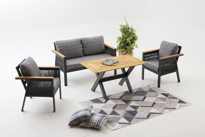 Capella Dubbele Tuinloungeset, Antraciet