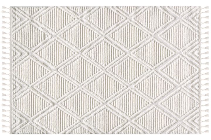Sidonie Elite Machinetapijt met Franjes, 140x200 cm, Creme