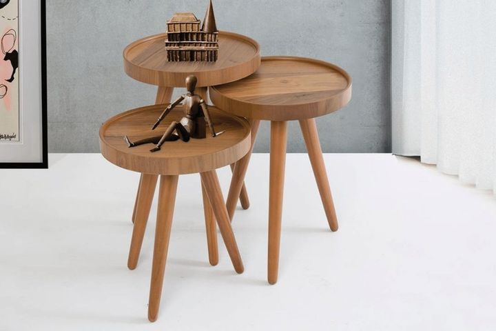 Mobievim Terrazzo Nesting Table, Dark Wood