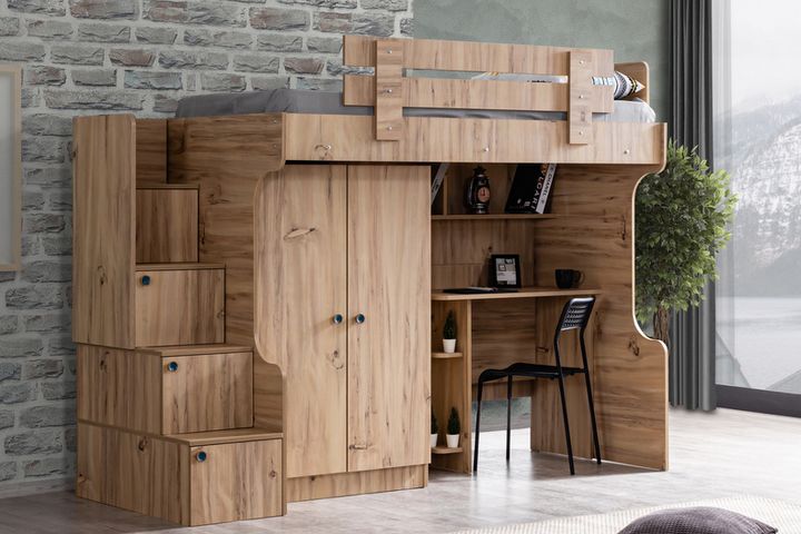 Viva Stapelbed met Kast en Bureau, 90x190 cm