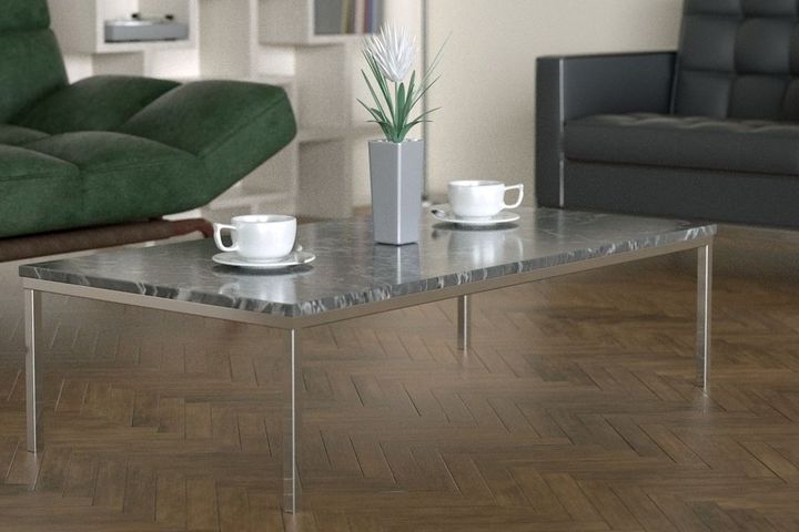 Shiny Coffee Table, Grey & Silver