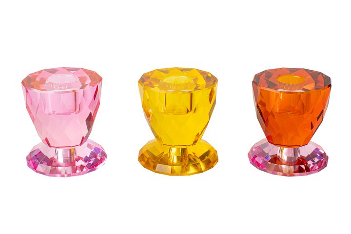 Sparkle Glass Candle Holder, Orange