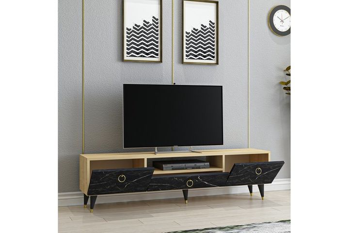 Cavelli TV Unit, 150 cm, Oak & Black