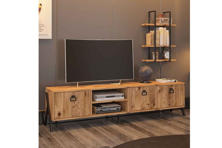 Yanke TV-Meubel met Rekken, 180 cm, Pijnboom